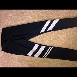 Navy blue striped leggings